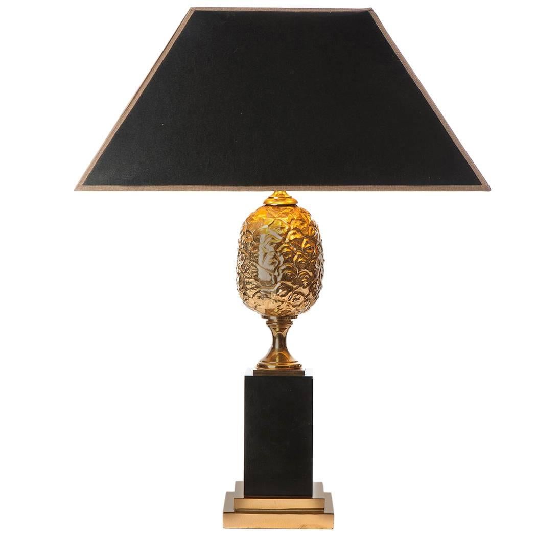 1970s Brass Table Lamp Attributed to Maison Jansen