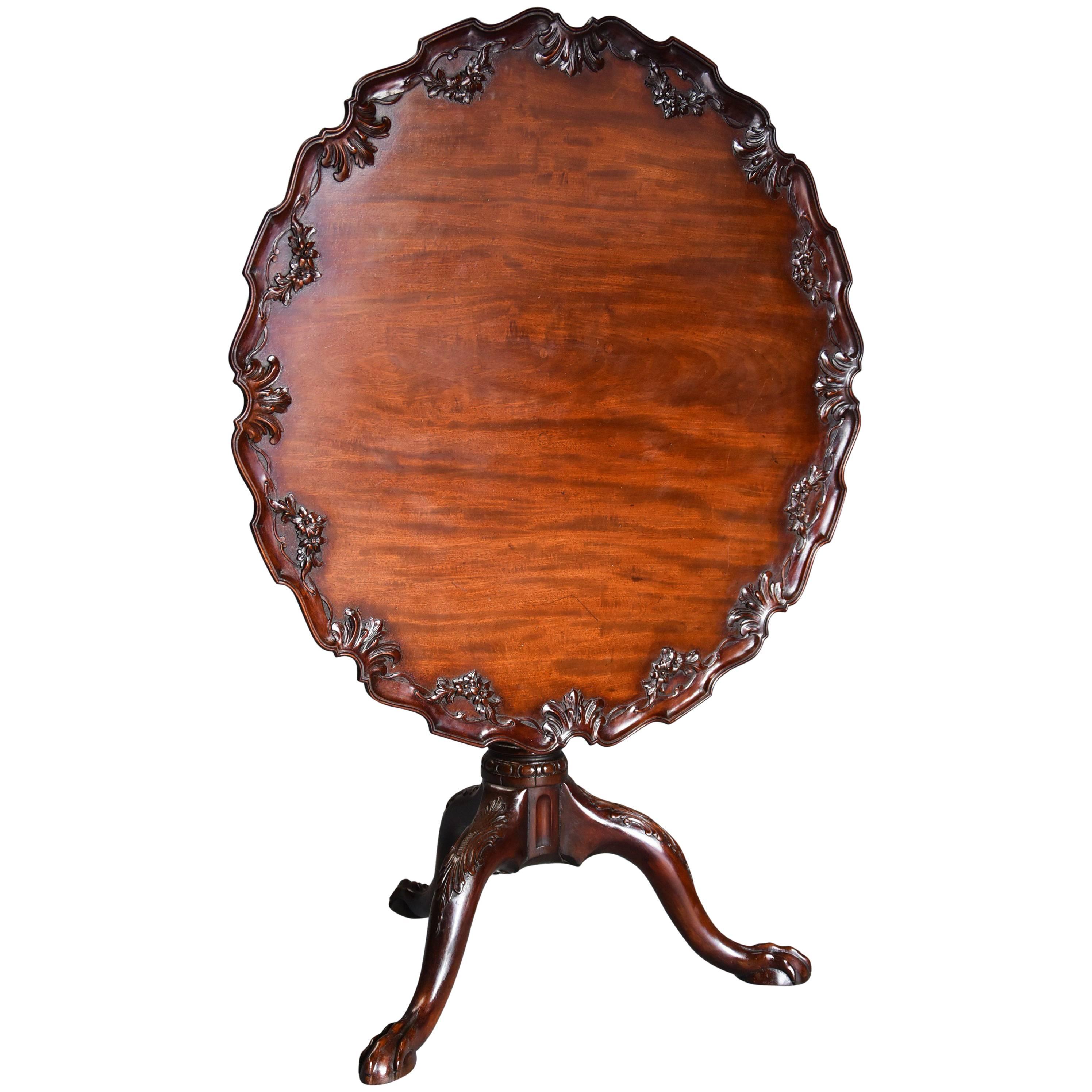 Late 19th Century Mahogany Chippendale Style Piecrust Tilt-Top Tea Table