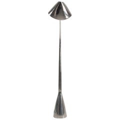 Polished Metal Floor Lamp by Philippe Hiquilly, Signed PH