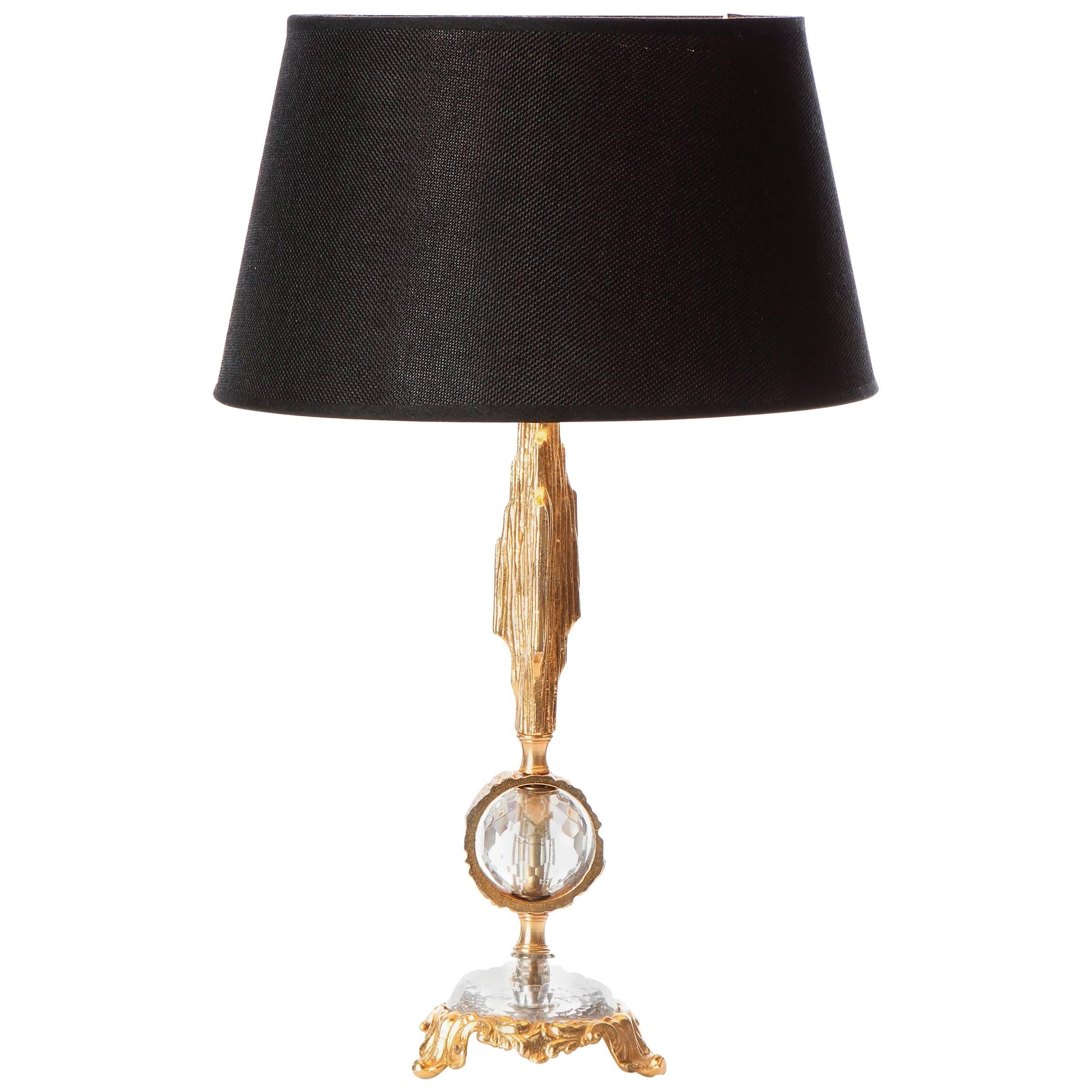 1970's Elegant Brass and Glass table lamp in style of Sciolari For Sale