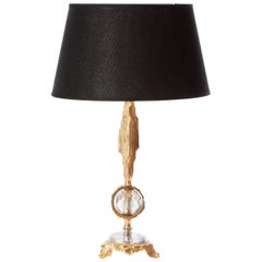 1970's Elegant Brass and Glass table lamp in style of Sciolari