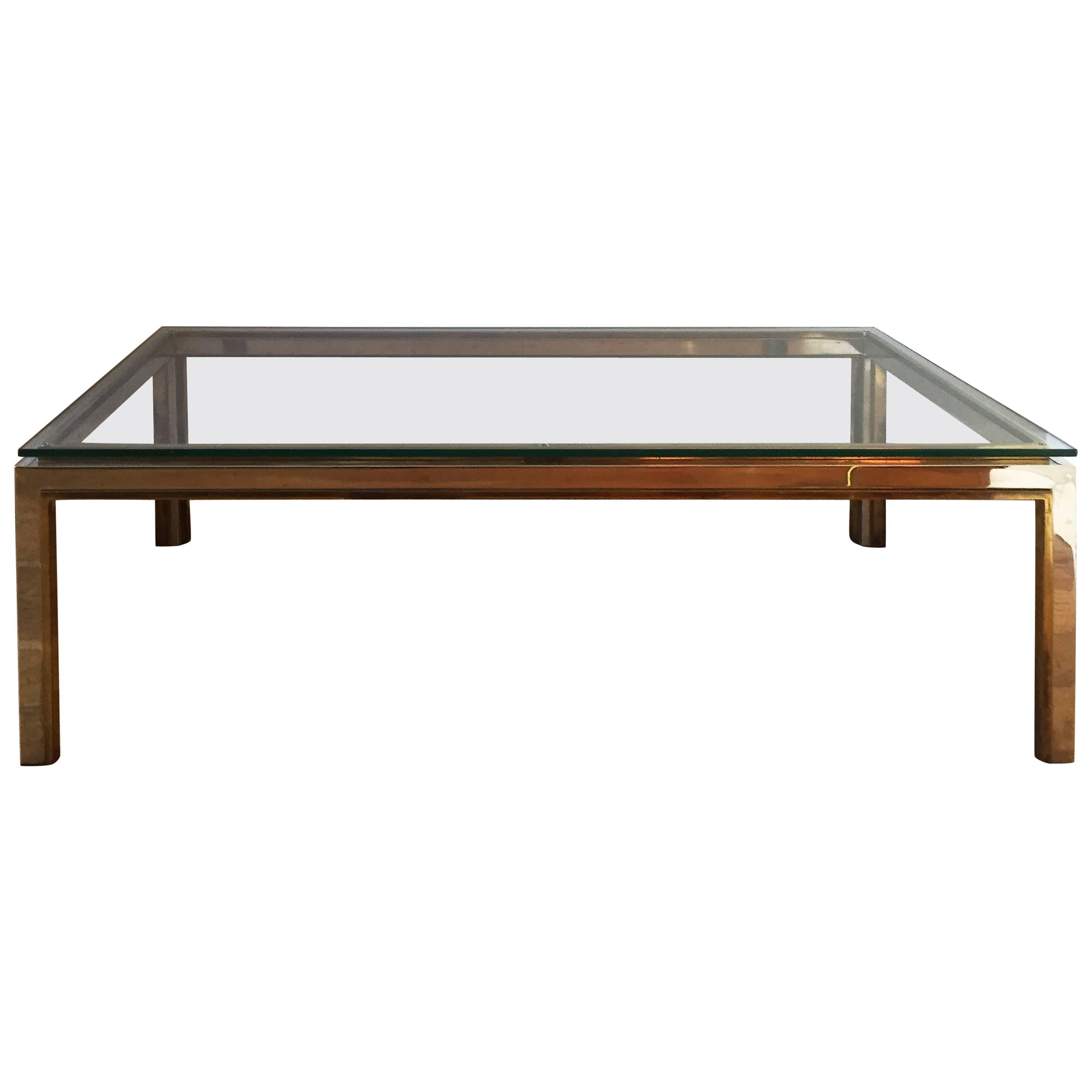 Brass and Chrome Italian 1970s Coffee Table in the Style of Romeo Rega