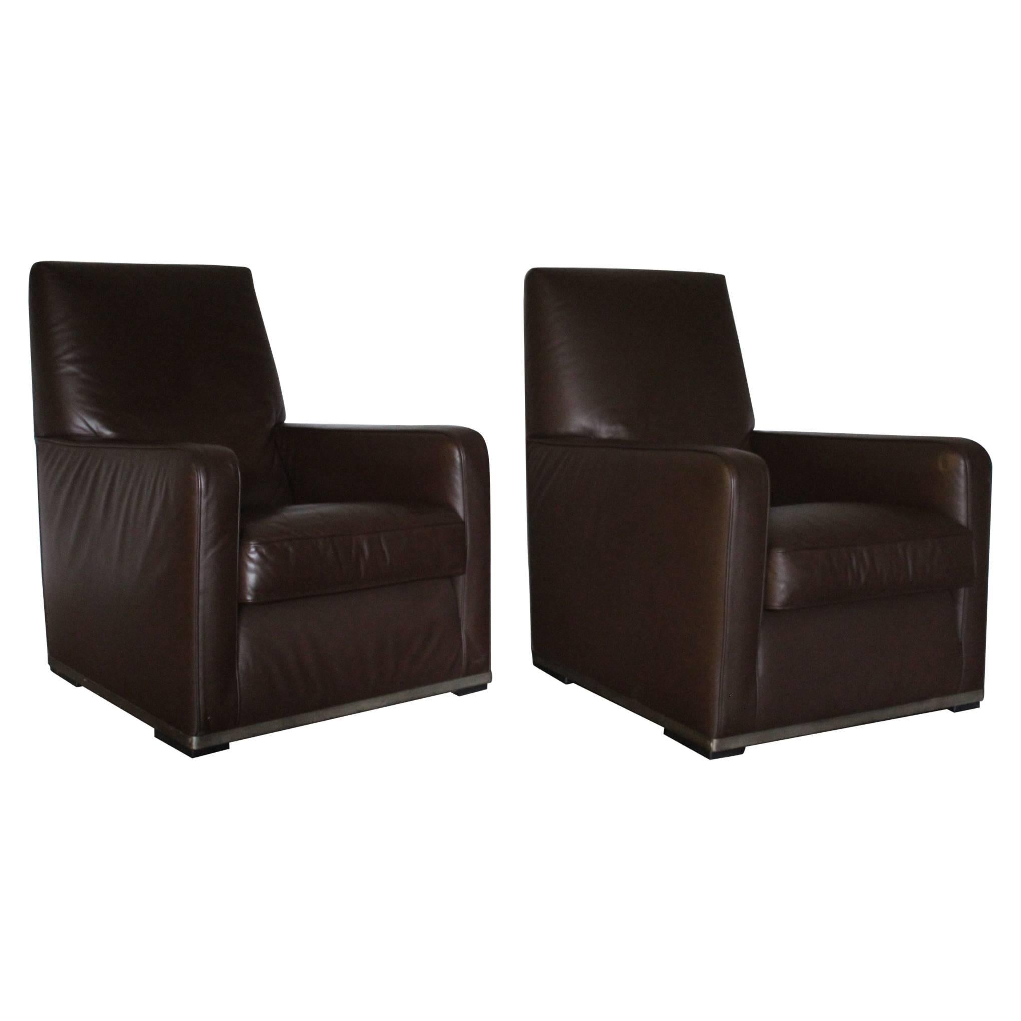 B&B Italia "Apta Imprimatur" Armchairs in "Gamma" Leather by Antonio Citterio