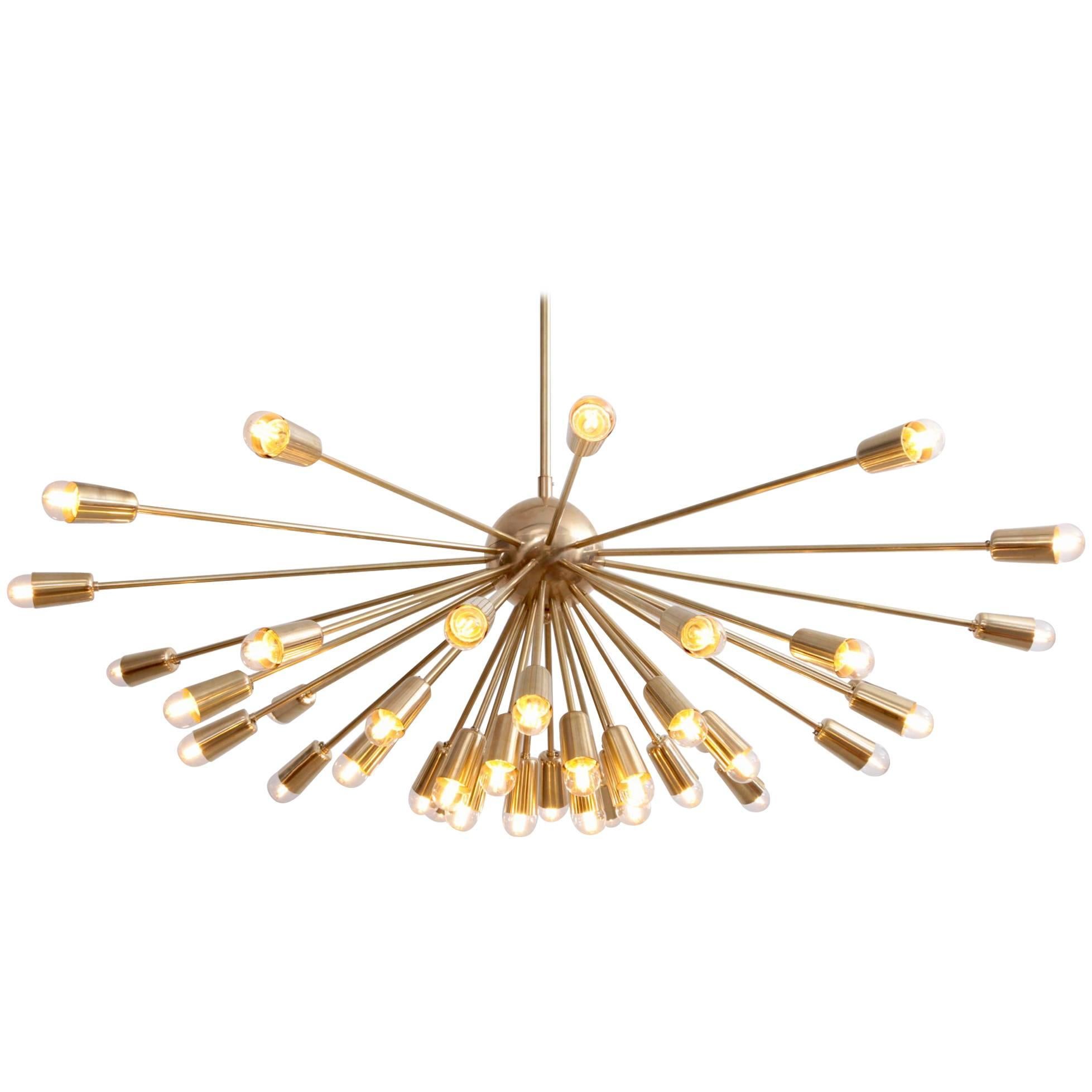 Impressive Brass Sputnik Chandelier in the Manner of Stilnovo