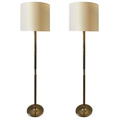 Pair of 1960s Scandinavian Brass Floor Lamps