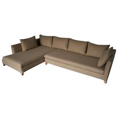 Flexform "Victor" Sectional L-Shape Sofa in Neutral Pale-Brown Woven Wool 9