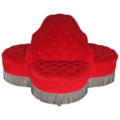 George Smith "Conversation Piece" Four-Seat Sofa in Raspberry Red Italian Velvet