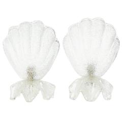 1970s Frosted Murano Glass Table Lamps