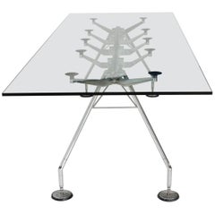 Modernist Vintage Chrome and Glass Dining Table Nomos by Sir Norman Foster 1986 