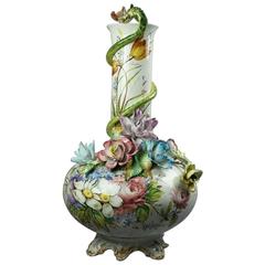 Antique 19th Century Monumental Italian Capodimonte Carpie Nove Porcelain Floor Vase