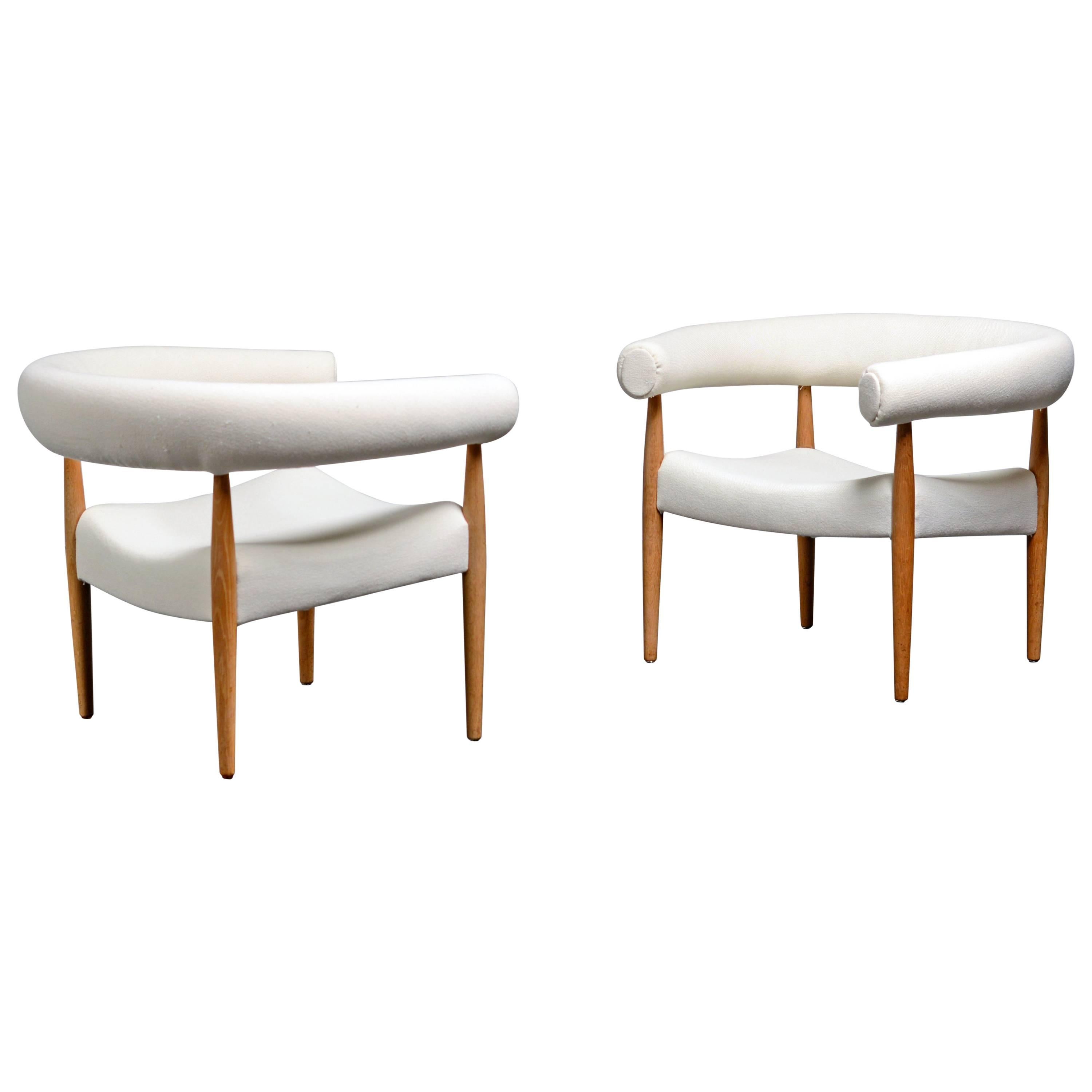 Nanna Ditzel Pair of Sausage Easy Chairs Made by Kolds Savværk, 1958 For Sale