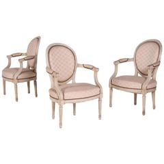 Three Elegant Antique "Cabriolet" Armchairs in Louis XVI Style, France, 1860 7