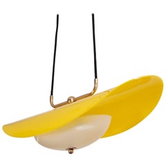 Italian 1950s Pendant with Yellow and White Perspex Shade