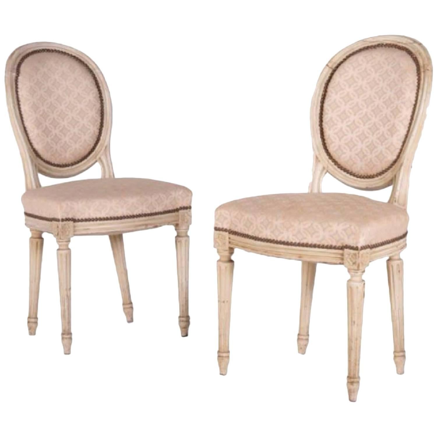 Two Elegant Antique Chairs from France in Louis XVI Style, circa 1860 For Sale