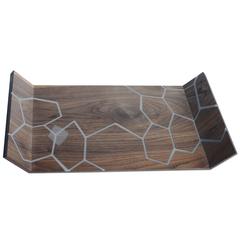 Honeycomb Decorative Serving Tray in Walnut with Inlaid Resin - In Stock