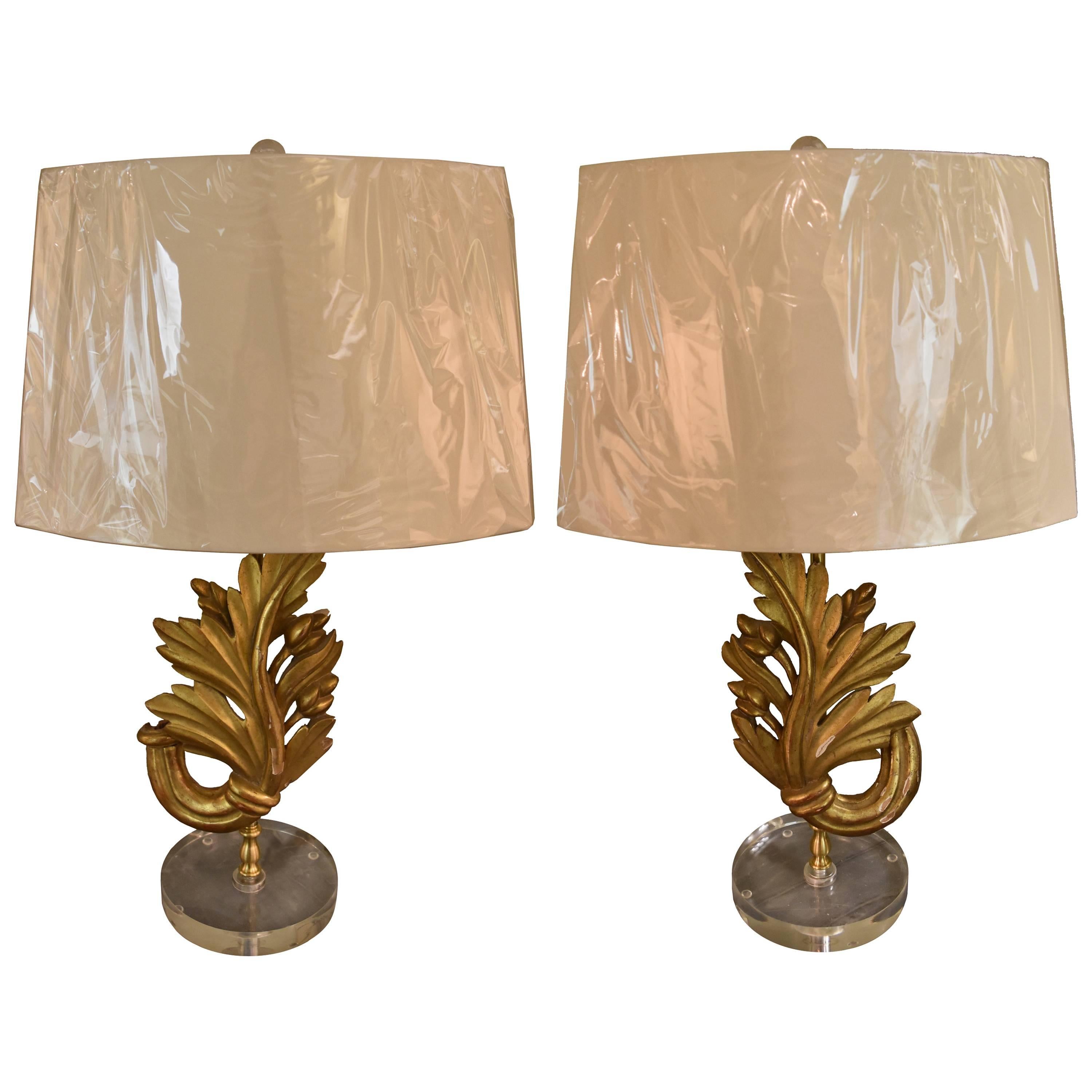 Pair of 19th Century French Fragment Lamps with Silk Shades
