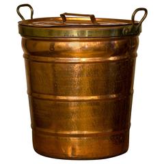 Retro Handmade Hammered Copper Bucket with Lid