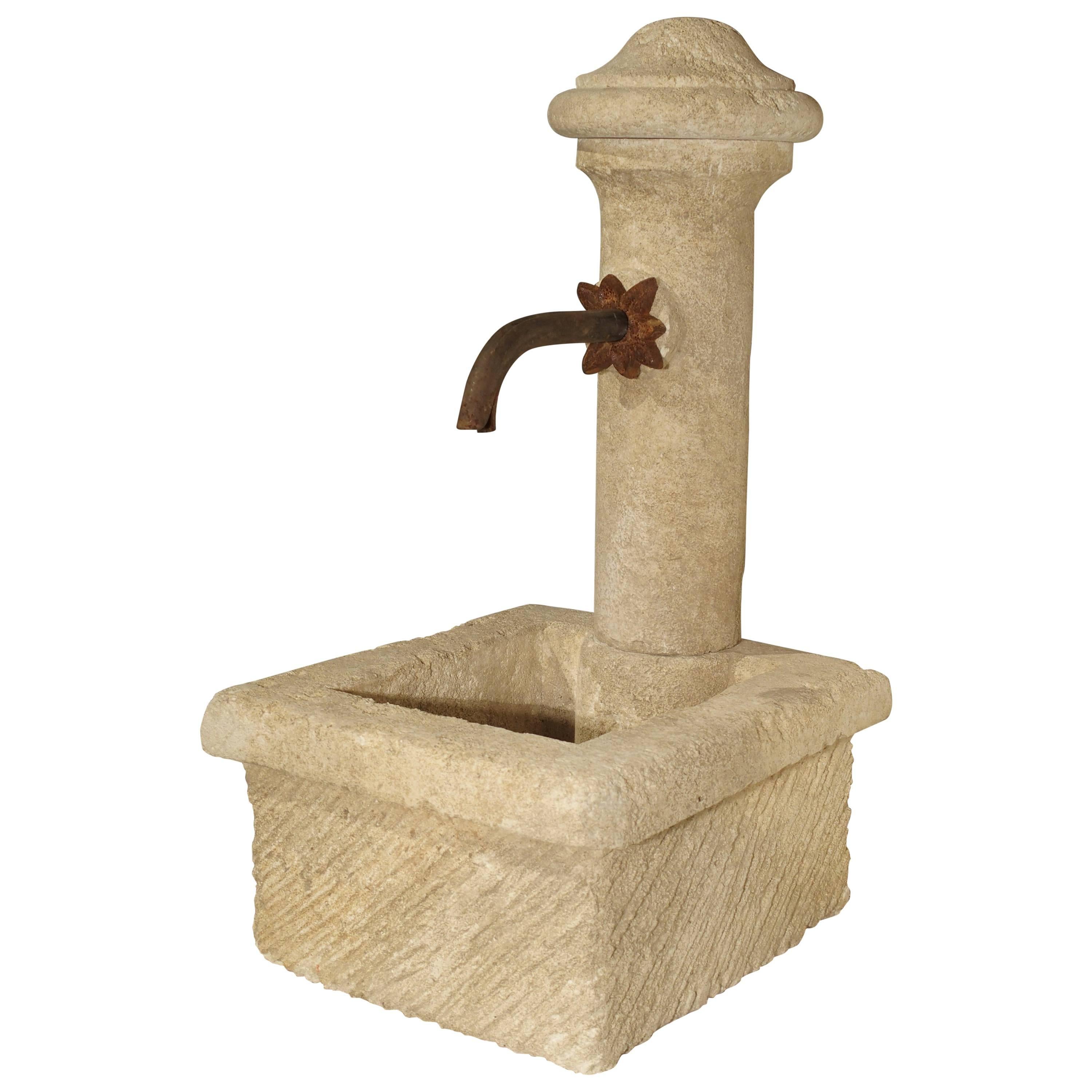 Small Provence France Carved Limestone Fountain