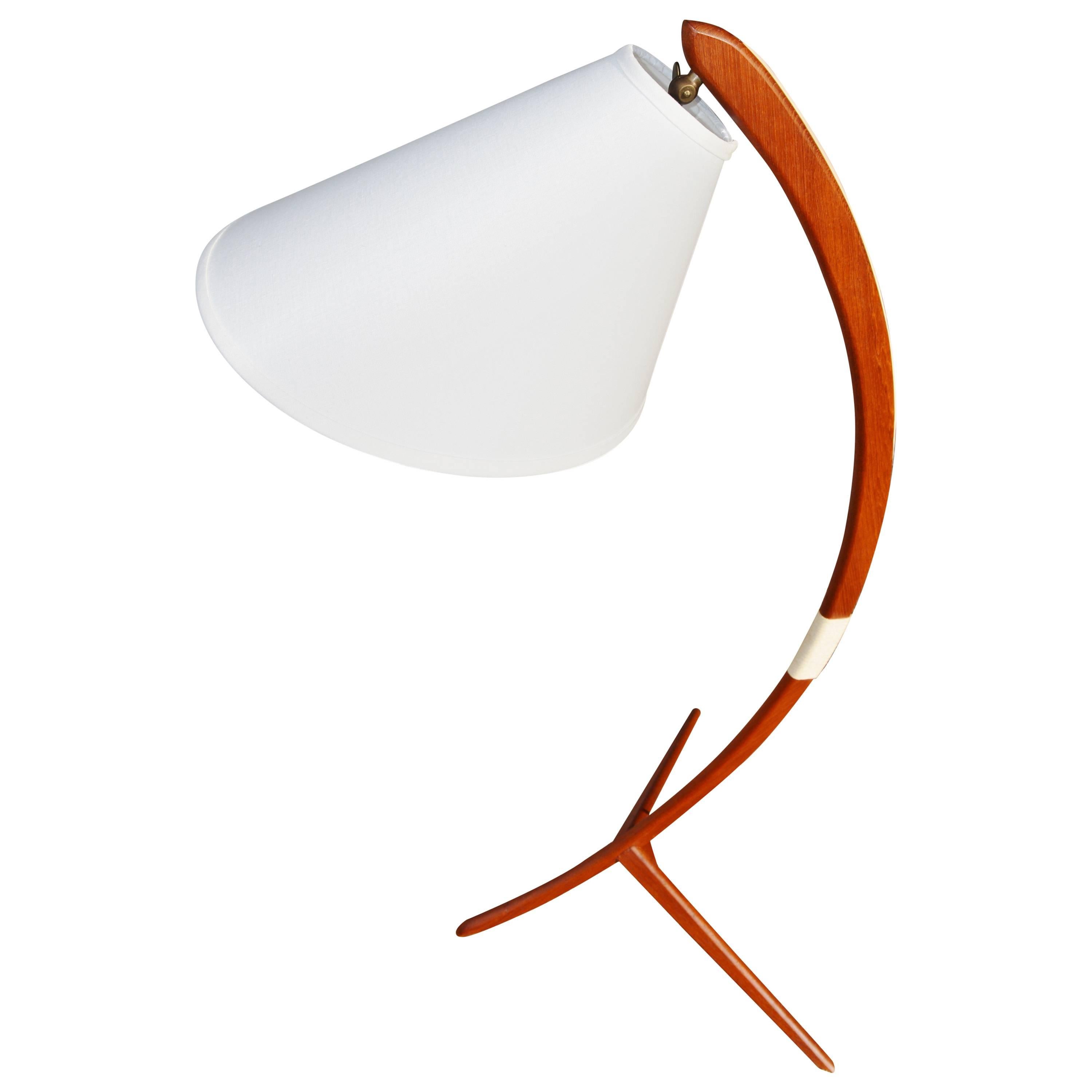 Iconic Danish Teak Bow Floor Lamp Rispal Style New Custom Shade