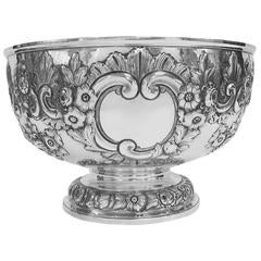 Antique English, Sterling Silver, Hand Chased Bowl