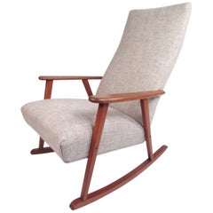 Costa Rican Mid-Century Teak and Leather Folding Rocking Chair at 1stdibs