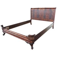 Early 20th Century, Flame Mahogany Bed & Rails