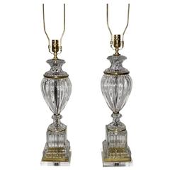 Set of Clear Molded Glass Table Lamps 1