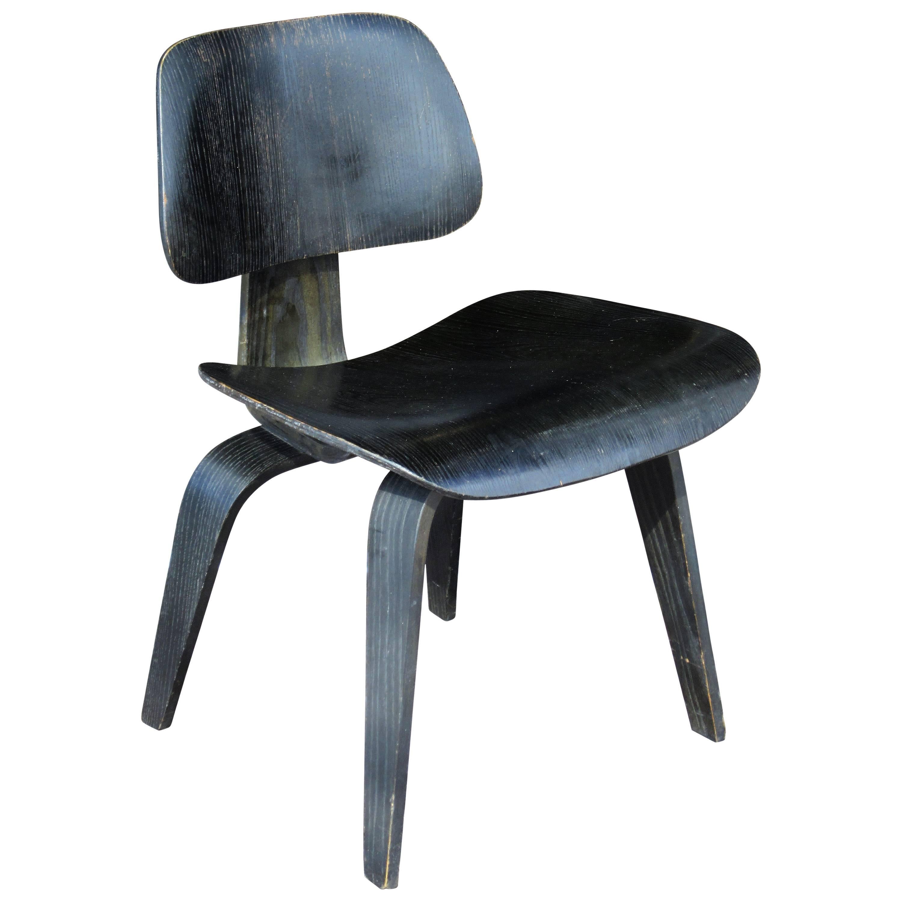  Early Eames DCW Chair Black Aniline