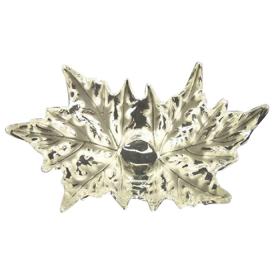 Exquisite Large Lalique Champs Elysees Leaf Bowl
