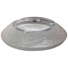Large Lalique Frosted Crystal Ashtray, Bowl Fougères France