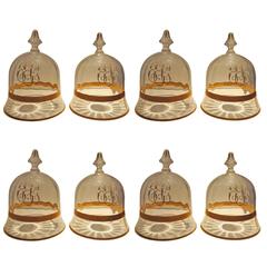 Set of Eight Charming Crystal Cloche with Gilt Accents