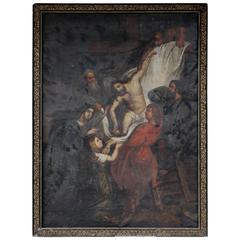 Antique French Religious Painting of Christ from the Late 1800s
