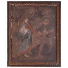 Antique French Religious Painting of Mary & Jesus from the Late 1800s