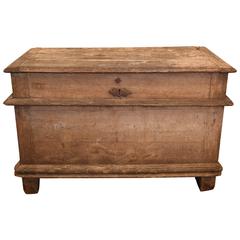 Large 18th Century French Oak and Iron Trunk