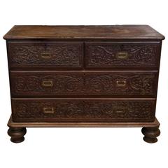 Mid-19th Century Antique English Edwardian Carved Chest of Drawers