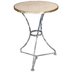 Antique French Marble Iron and Brass Bistro Table
