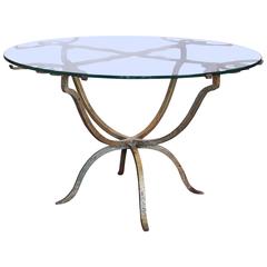 Antique French Gilt Iron and Glass Coffee and Cocktail Table
