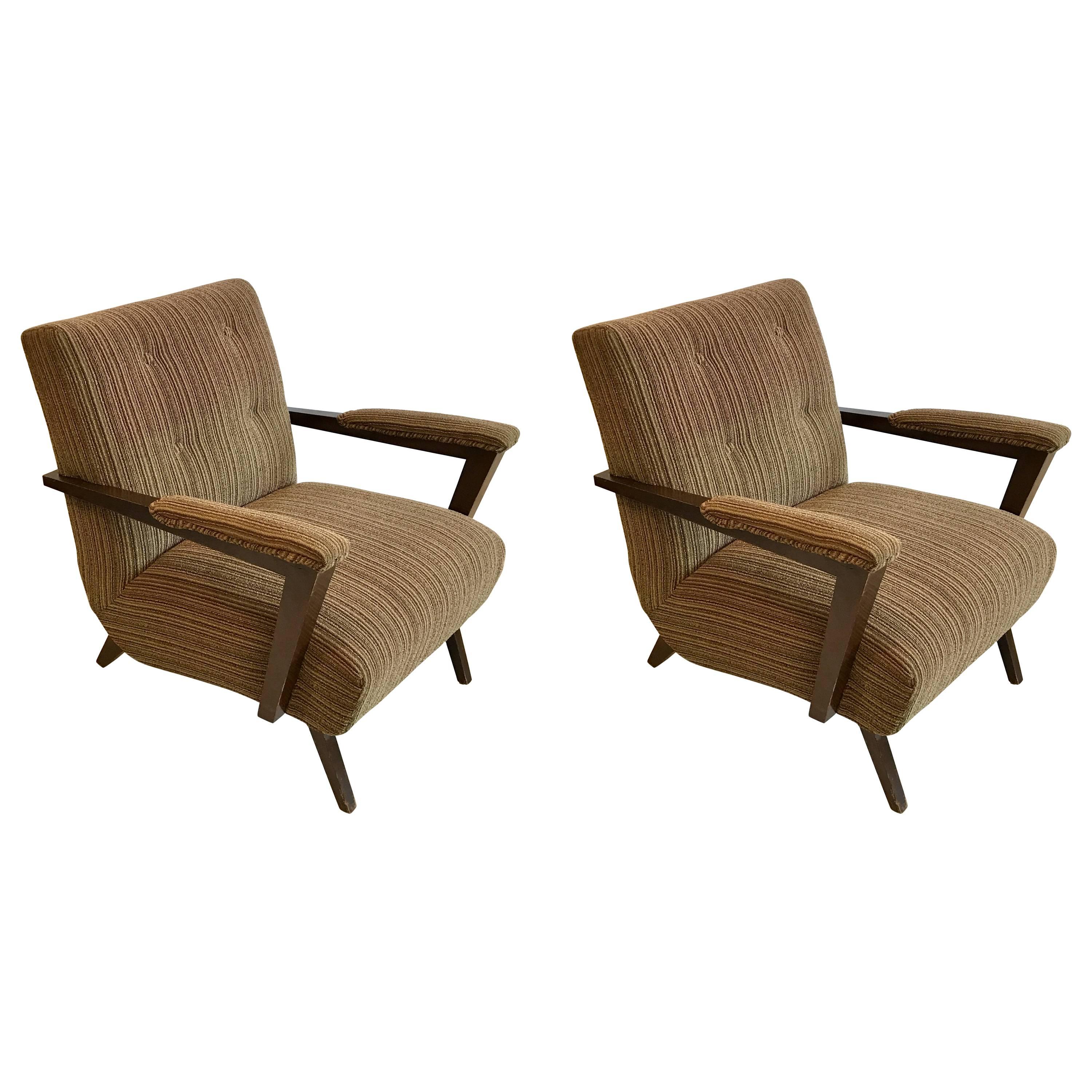 Cool Pair of Mid Century Modern Club Chairs in the Style of Paul Laszlo, 1950s
