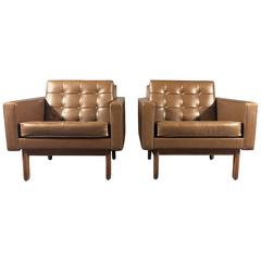 Pair of Scandinavian Button Tufted Lounge Chairs, 1960s