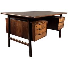 Gunni Omann Floating Frame Rosewood Desk, Denmark, 1960s