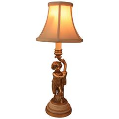 French Doré Bronze Candle Table Lamp
