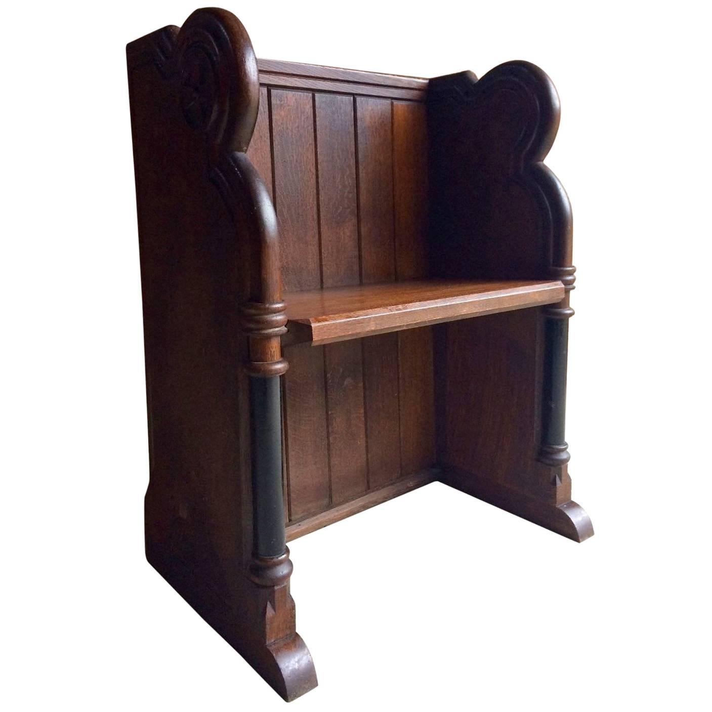 Antique Church Pew Solid Oak Gothic Pugin Victorian, 19th Century