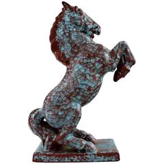 Michael Andersen, Rearing Horse, Green and Violet Glaze