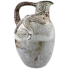 Jug of White Glazed Stoneware Done by Gertrud Vasegaard