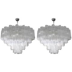 Pair of 1970s Tiered Mazzega Chandeliers 11