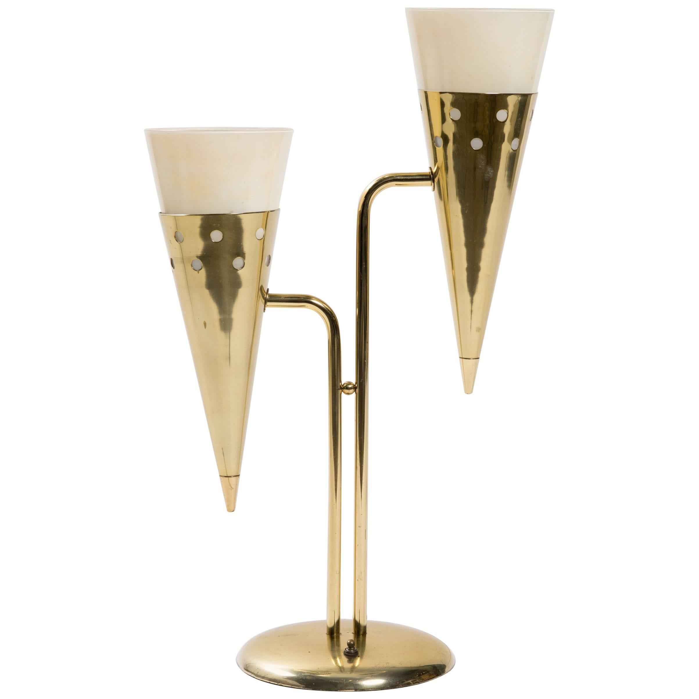 Double Light Brass Lamp by Laurel
