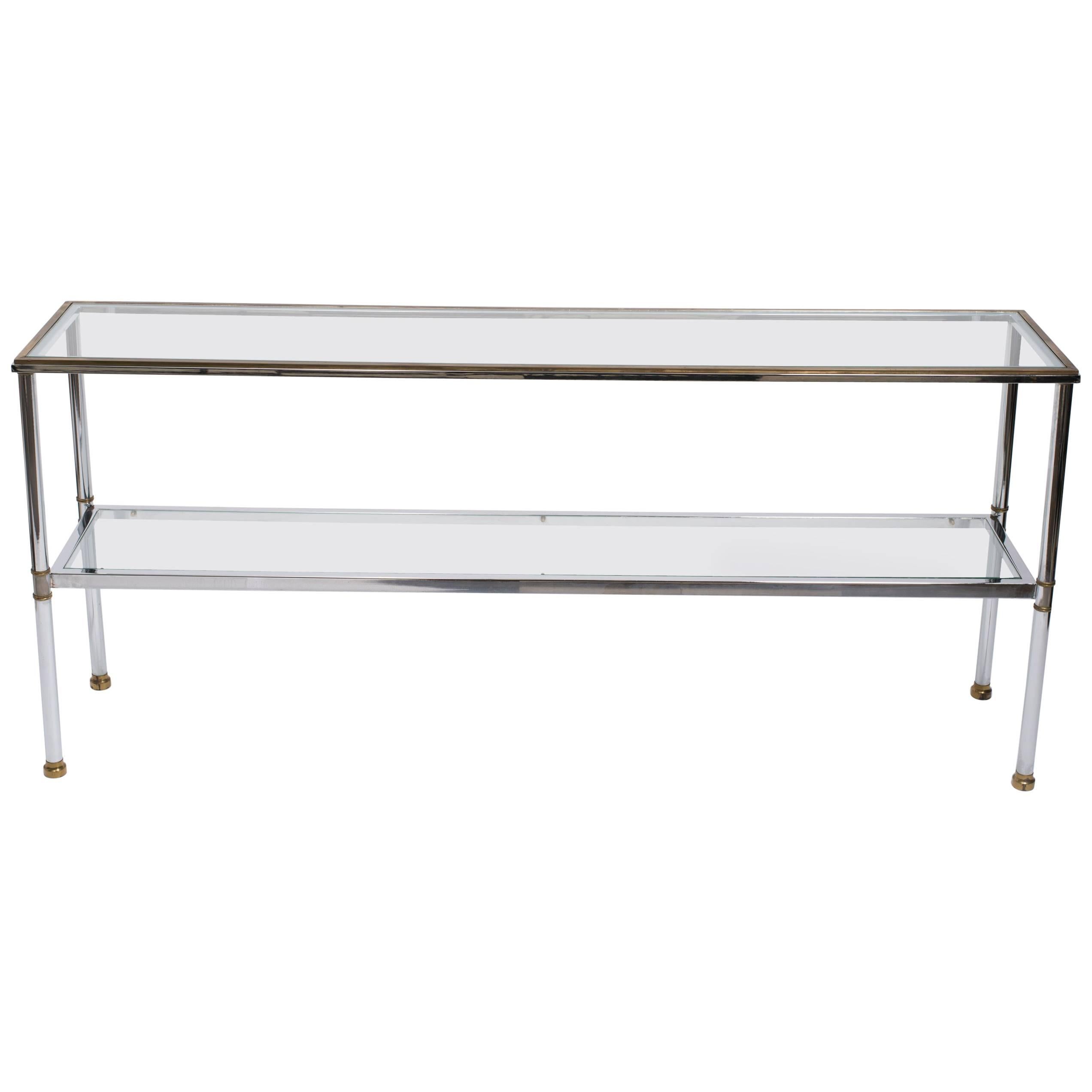 Chrome and Brass Console Table