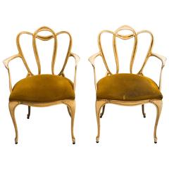 Pair of Hollywood Regency Painted Aluminium Armchairs