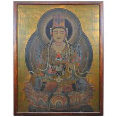 Monumental Antique Medicine Buddha Oil Painting 6