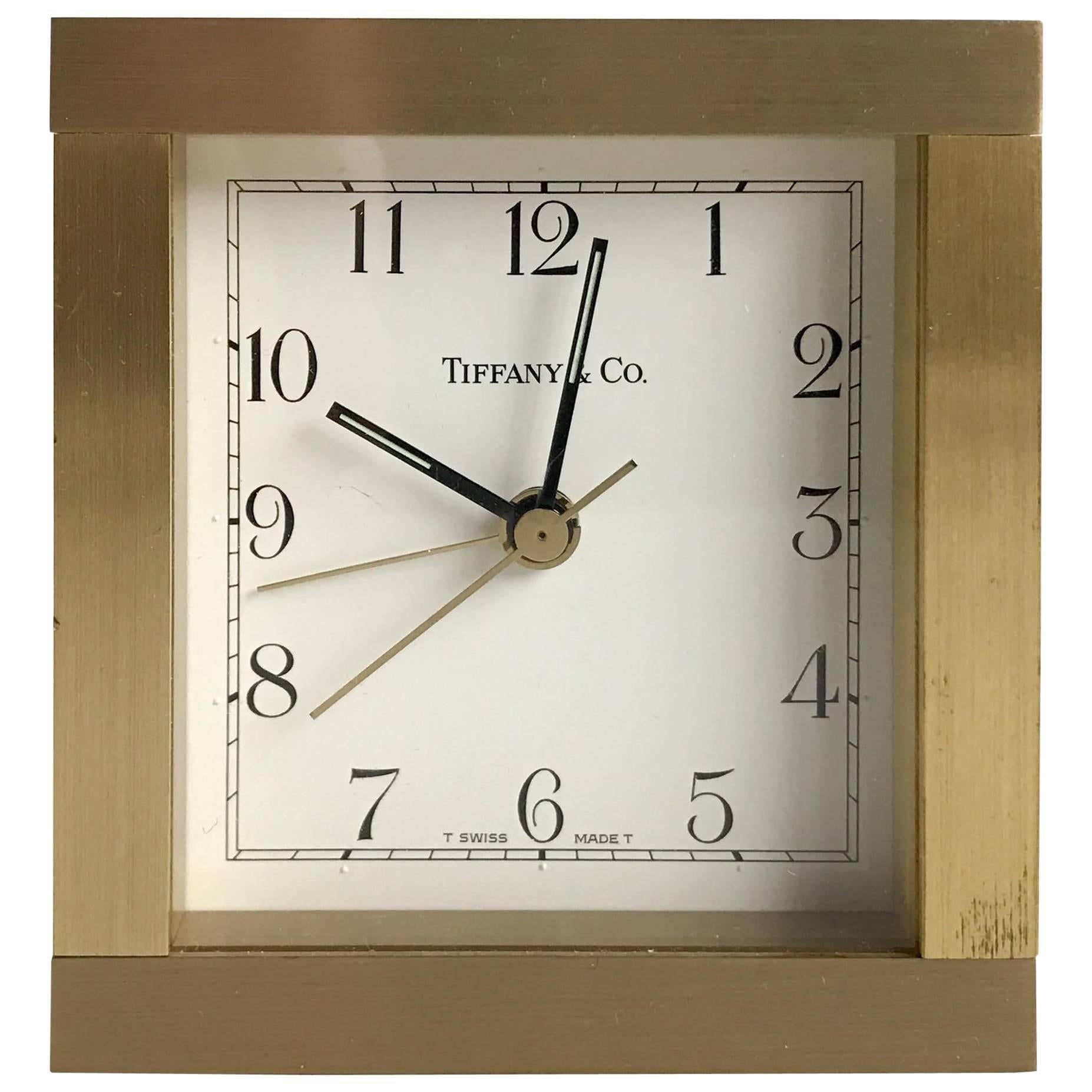 Brass Desk Clock by Tiffany & Co.